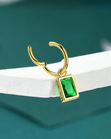 COCHARM 16G Clicker Rook Earrings Gold Plated Rook Piercing Jewelry Stainless Steel Green CZ Helix Eyebrow Piercing Rings Dangling in Saudi Arabia