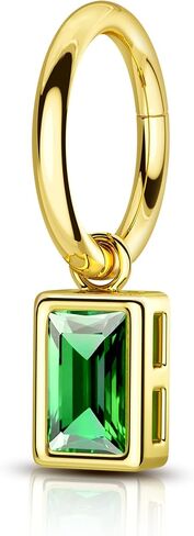COCHARM 16G Clicker Rook Earrings Gold Plated Rook Piercing Jewelry Stainless Steel Green CZ Helix Eyebrow Piercing Rings Dangling in Saudi Arabia