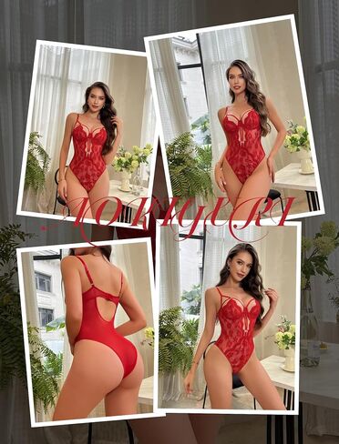 Sexy Lingerie for Women Underwire Teddy Strappy Lace Bodysuit Deep V One Piece Babydoll Nightgowns in Saudi Arabia