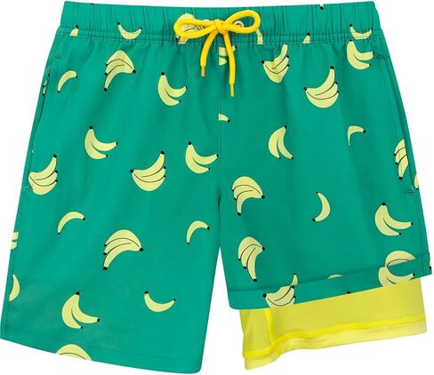 Boys Swimming Trunks with Compression Liner 2 in 1 Quick-Dry Swim Board Shorts with Pockets in Saudi Arabia