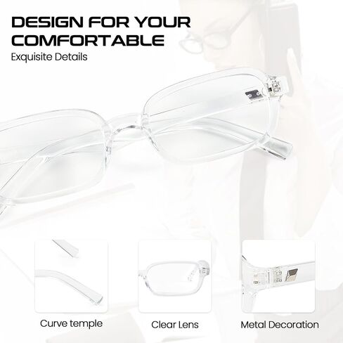Retro Fake Glasses Blue Light Glasses for Women Trendy Vintage Small Rectangle Eyewear with Non Prescription Lens in Saudi Arabia