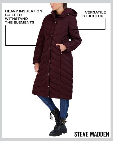 Madden Girl Women's Maxi Puffer Jacket - Long Quilted Puffer Coat (Sizes: S-3X) in Saudi Arabia