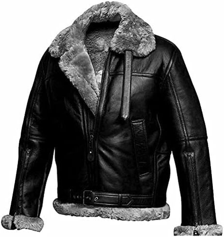 B3 Bomber Sheepskin Shearling Leather Jacket RAF Aviator Fighter Pilots WW2 Winter Jacket for Men in Kuwait