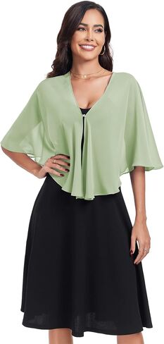 Sheer Shawls and Wraps for Formal Evening Party Chiffon V Neck Capelets for Women Wedding Guest Shawl in Saudi Arabia