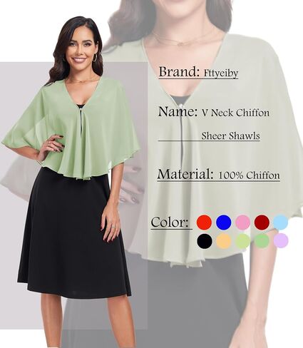 Sheer Shawls and Wraps for Formal Evening Party Chiffon V Neck Capelets for Women Wedding Guest Shawl in Saudi Arabia