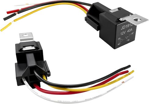 2 PCS 12V 40A Car Relay Harness, 4 Pin Automotive Relay Socket Adapter with Wiring Harness, Relay Wire Socket Connector for Car Truck Motorcycle, Universal Car Accessories in Saudi Arabia