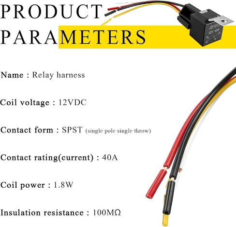 2 PCS 12V 40A Car Relay Harness, 4 Pin Automotive Relay Socket Adapter with Wiring Harness, Relay Wire Socket Connector for Car Truck Motorcycle, Universal Car Accessories in Saudi Arabia