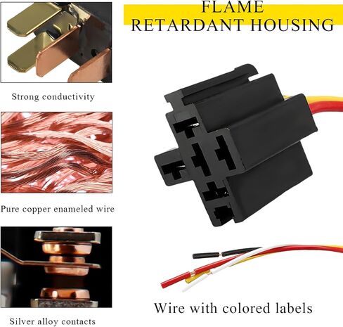 2 PCS 12V 40A Car Relay Harness, 4 Pin Automotive Relay Socket Adapter with Wiring Harness, Relay Wire Socket Connector for Car Truck Motorcycle, Universal Car Accessories in Saudi Arabia