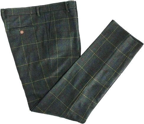 Wemaliyzd Men's Premiun Tweed Blend Flat Front Check Dress Pants in Kuwait