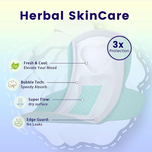 BST Liners for Women, Herbal Inside Natural Cool Menstrual Period Pads - Light Absorbency, Camellia Feminine Care Sanitary Pads with Wings - Regular 20 in Saudi Arabia