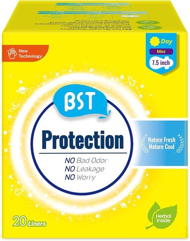 BST Liners for Women, Herbal Inside Natural Cool Menstrual Period Pads - Light Absorbency, Camellia Feminine Care Sanitary Pads with Wings - Regular 20 in Saudi Arabia