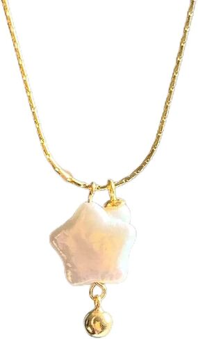 Baroque Pearl Necklaces for Women, Star Shaped Pearl Pendant Necklace Pentagram Natural Freshwater Pearl Choker Necklaces Jewelry Gift for Her, 18'' Chain with Extender in Kuwait