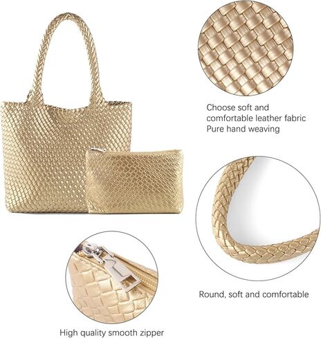 Hand Woven Bag Tote BagS For Women Top Handle Shoulder Vegan Leather Large Travel Beach Hobo Handbag in Saudi Arabia