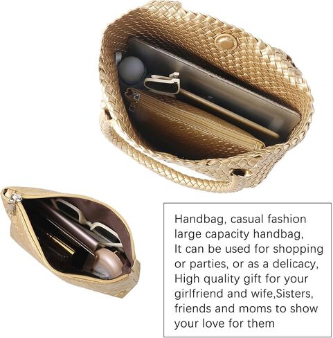 Hand Woven Bag Tote BagS For Women Top Handle Shoulder Vegan Leather Large Travel Beach Hobo Handbag in Saudi Arabia