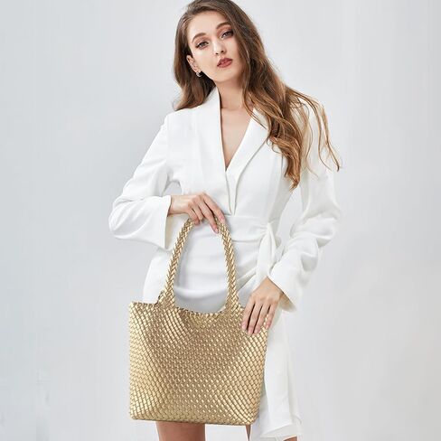 Hand Woven Bag Tote BagS For Women Top Handle Shoulder Vegan Leather Large Travel Beach Hobo Handbag in Saudi Arabia