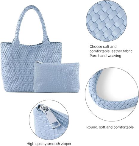 Hand Woven Bag Tote BagS For Women Top Handle Shoulder Vegan Leather Large Travel Beach Hobo Handbag in Saudi Arabia
