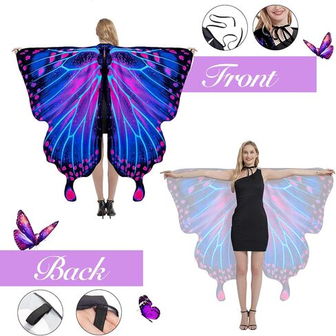 Butterfly Wings Adult Costumes Fairy Wing Womens Shawl Colorful Butterfly Cape Nymph Pixie for Christmas Halloween Cosplay in Kuwait