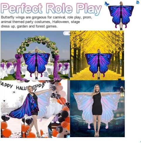 Butterfly Wings Adult Costumes Fairy Wing Womens Shawl Colorful Butterfly Cape Nymph Pixie for Christmas Halloween Cosplay in Kuwait