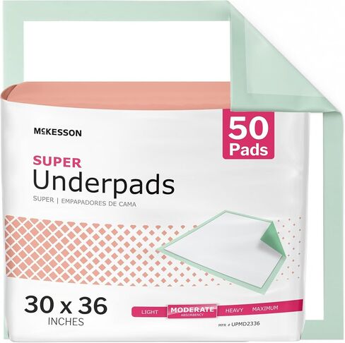 McKesson Super Underpads ، وسادات سرير سلس البول 30 "× 36" [100 عدد] ، والامتصاص المعتدل ، ووسادات التخلص من البالغين ، والمسنين ، والطفل ، والبال ، والتبول in Saudi Arabia