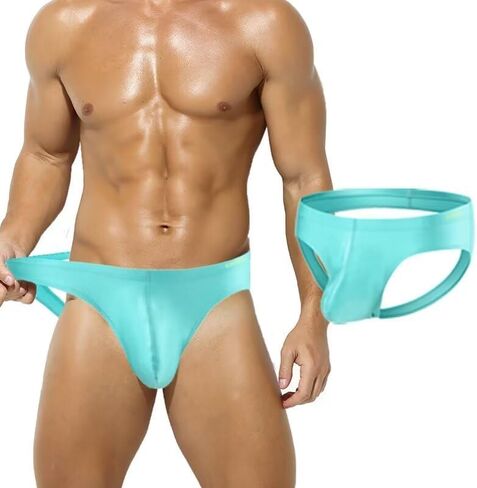 Men's Sexy Jockstrap Underwear Bulge Enhancing 3D Pouch Mens Thongs Ice Silk Jock Strap in Saudi Arabia