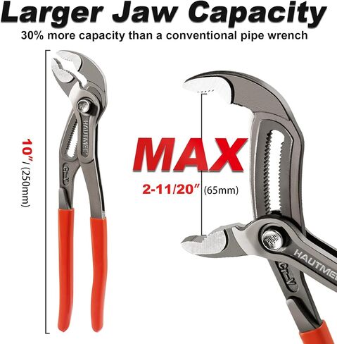 HAUTMEC 7-Inch Water Pump Pliers, Fast Adjustable Tongue and Groove Joint Pliers, V-Jaw with Comfort Grips, Rust-Proof CRV Steel Construction for Plumbing, Home Repair, and Pipe Fittings HT0366-PL in Kuwait