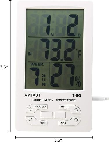 AMTAST Digital Indoor Outdoor Thermometer, Room Hygrometer Gauge, Indoor Humidity Test Meter, Temperature Monitor with External Sensor in Kuwait