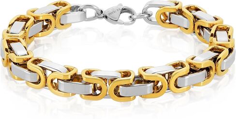 Invicta Bracelet for Men, Stainless Steel Chain Jewelry, Polished Byzantine, 8mm, 8.75" in Kuwait