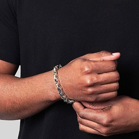 Invicta Bracelet for Men, Stainless Steel Chain Jewelry, Polished Byzantine, 8mm, 8.75" in Kuwait