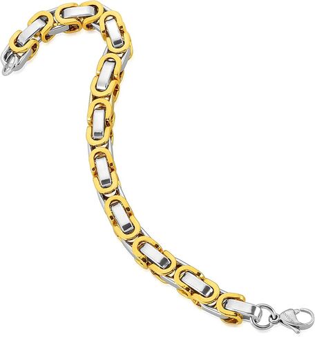 Invicta Bracelet for Men, Stainless Steel Chain Jewelry, Polished Byzantine, 8mm, 8.75" in Kuwait