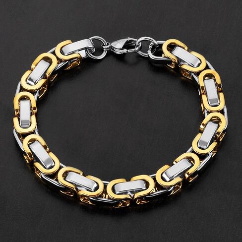Invicta Bracelet for Men, Stainless Steel Chain Jewelry, Polished Byzantine, 8mm, 8.75" in Kuwait