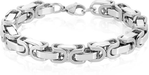 Invicta Bracelet for Men, Stainless Steel Chain Jewelry, Polished Byzantine, 8mm, 8.75" in Kuwait