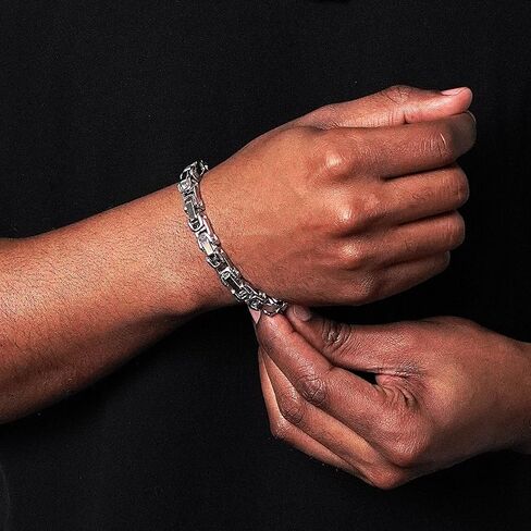 Invicta Bracelet for Men, Stainless Steel Chain Jewelry, Polished Byzantine, 8mm, 8.75" in Kuwait
