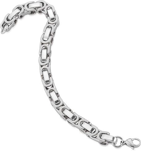 Invicta Bracelet for Men, Stainless Steel Chain Jewelry, Polished Byzantine, 8mm, 8.75" in Kuwait