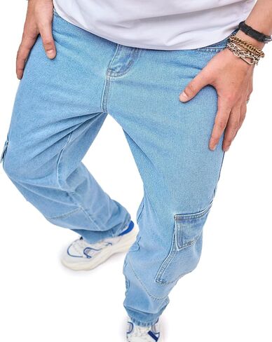 WEIBUMAOYI Men's Wide-Leg Jeans Straight Leg Carpenter Denim Pants Loose fit Trousers in Saudi Arabia