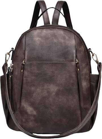 Small Backpack for Women Designer Leather Mini Backpack Purse Ladies Fashion Roomy Shoulder Handbag (Brown) in Saudi Arabia