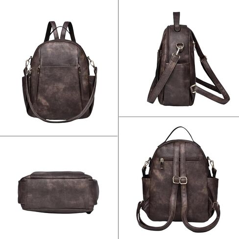 Small Backpack for Women Designer Leather Mini Backpack Purse Ladies Fashion Roomy Shoulder Handbag (Brown) in Saudi Arabia