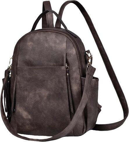 Small Backpack for Women Designer Leather Mini Backpack Purse Ladies Fashion Roomy Shoulder Handbag (Brown) in Saudi Arabia