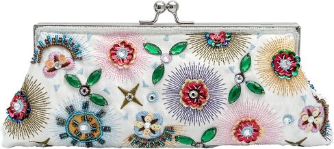 Colorful Floral Leaves Embroidered Sequined Clutch Purse Small Flower Prom Purse Wedding Handbag Women Evening Bag in Saudi Arabia