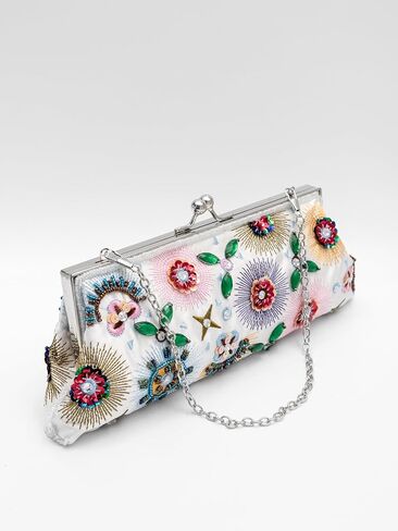 Colorful Floral Leaves Embroidered Sequined Clutch Purse Small Flower Prom Purse Wedding Handbag Women Evening Bag in Saudi Arabia