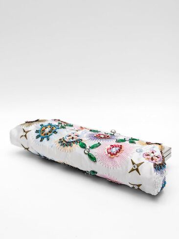 Colorful Floral Leaves Embroidered Sequined Clutch Purse Small Flower Prom Purse Wedding Handbag Women Evening Bag in Saudi Arabia