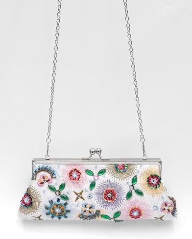 Colorful Floral Leaves Embroidered Sequined Clutch Purse Small Flower Prom Purse Wedding Handbag Women Evening Bag in Saudi Arabia