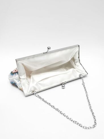 Colorful Floral Leaves Embroidered Sequined Clutch Purse Small Flower Prom Purse Wedding Handbag Women Evening Bag in Saudi Arabia