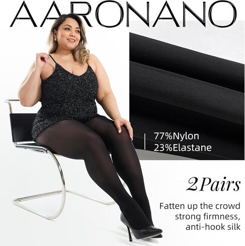 2 Pairs Plus Size Tights for Women,Semi-Sheer T-Crotch Rip Resistant High Waist Pantyhose with Reinforced Toes in Saudi Arabia
