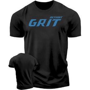 Detroit Grit T-Shirt for Men, Athletic Running Gym Workout Short Sleeve Shirt