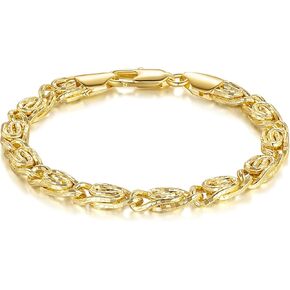 Bracelets for Women 14K Gold Bracelets for Men Twisted Byzantine Gold Chain Link Bracelets Stackable Bracelets Jewelry Gifts in Various Sizes (7", 7.5", 8", 8.5")