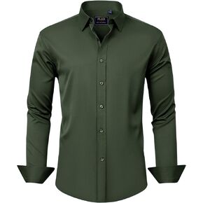 J.Ver Men's Dress Shirts Solid Long Sleeve Stretch Wrinkle-Free Formal Shirt Business Casual Button Down Shirts in Kuwait