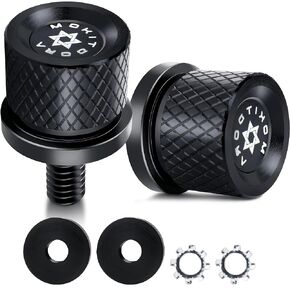 MoKitDora 2PCS Seat Bolts Rear Fender Knurled Mount Screws 1/4"-20 Thread for 1996-later Harley Touring Sportster Softail Dyna Models, Black