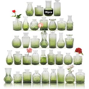 Glass Bud Vases Set of 36PCS, Small Flower Vases for Wedding Centerpiece Table Decoration, Vintage Vase in Bulk for Flower Arrangements, Mini Vase for Birthday Party, Festival Home Decor,Clear