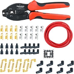 Spark Plug Wire Crimping Tool Kit, Ratchet Spark Plug Crimper for Crimping and Stripping Plug, 26PCS 180 °/90 °/Straight Spark Plug Coil Terminals and 24PCS Terminals Boots