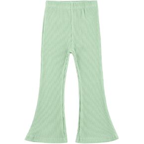 ACESTAR Girls Ribbed Knit Bell Bottom Pants Toddler Elastic Waist Ruffle Leggings Flared Pants (2-10 Years)